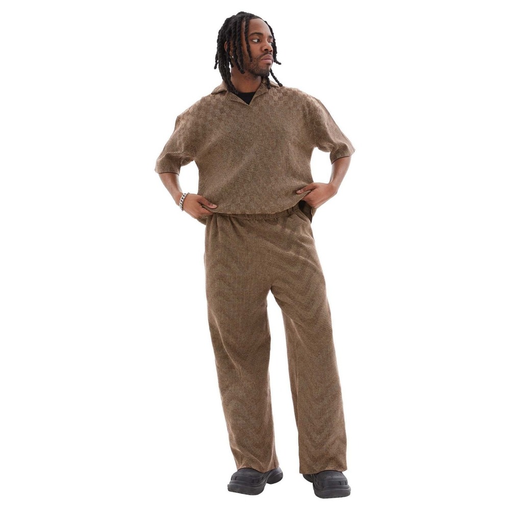 Isa Boulder Lenticular Pants Size XL Brown Handmade Avant-Garde Structural Knit